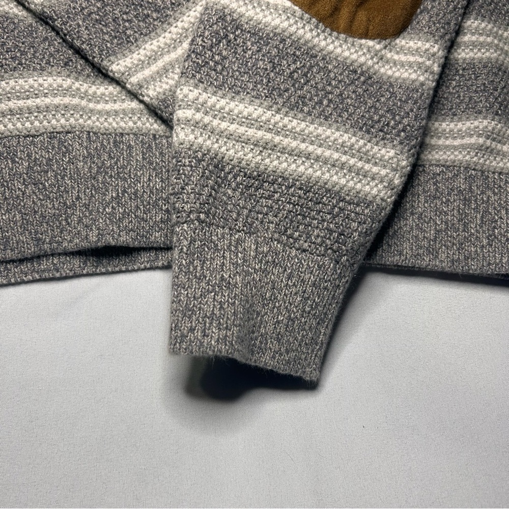 Chaps Gray and White Striped Crewneck Sweater 100% cotton XL - Picture 6 of 12